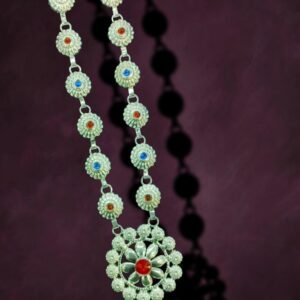 Stunning "Ganesha Haar" with Red & Blue Pearls