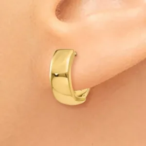 14K Yellow Gold Small Round Hinged Hoop Earrings – Huggie Hoops (4mm, 0.5 Inch) 1