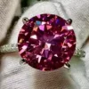 2.55 Ct Certified Round Cut Purplish Pink Natural Diamond Ring with White Gold Finish