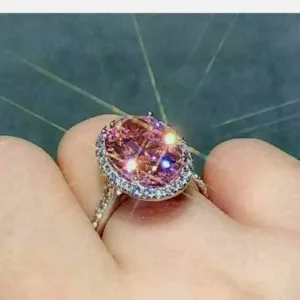 6.00 Ct Oval Natural Morganite & Diamond Ring in 14K Solid White Gold (Size 7) 1