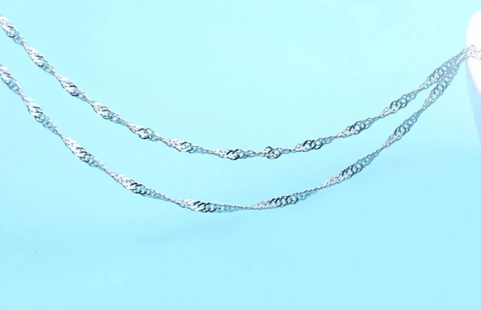 925 Sterling Silver Water Wave Chain Necklace - Wholesale (5 PCS) 2
