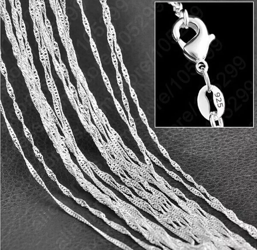 925 Sterling Silver Water Wave Chain Necklace – Wholesale (5 PCS)