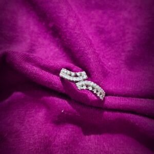 Celestia Curve - 925 Silver Simulated Diamond Womens Ring