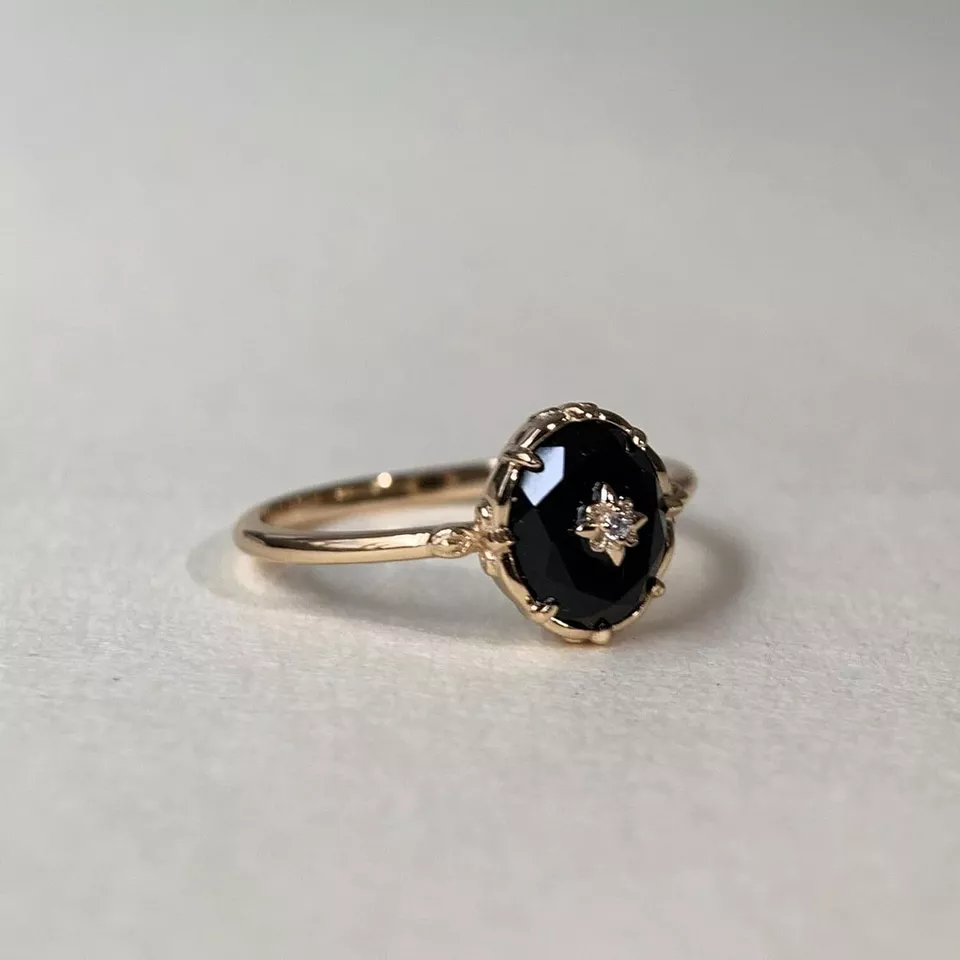 Vintage Black Onyx Engagement Ring 1 Vintage Black Onyx Engagement Ring 1