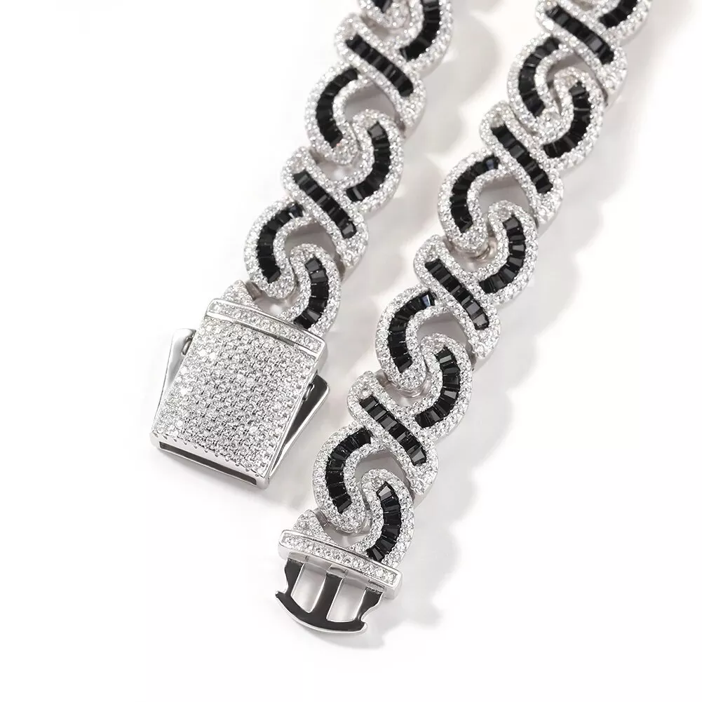 Black Baguette Ice Out Hop Hip Bling Cuban Link Chain Necklace 1 Black Baguette Ice Out Hop Hip Bling Cuban Link Chain Necklace 1