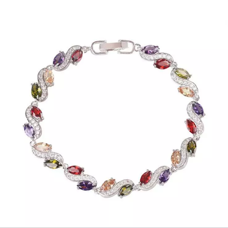 New Flower Rainbow Mix Color Amethyst Topaz Gems Silver Charm Bracelet 1 New Flower Rainbow Mix Color Amethyst Topaz Gems Silver Charm Bracelet 1