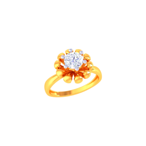 Gold Bead Floral Crown Ring