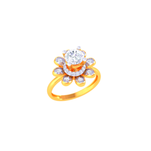 Asymmetric Wave Solitaire Ring